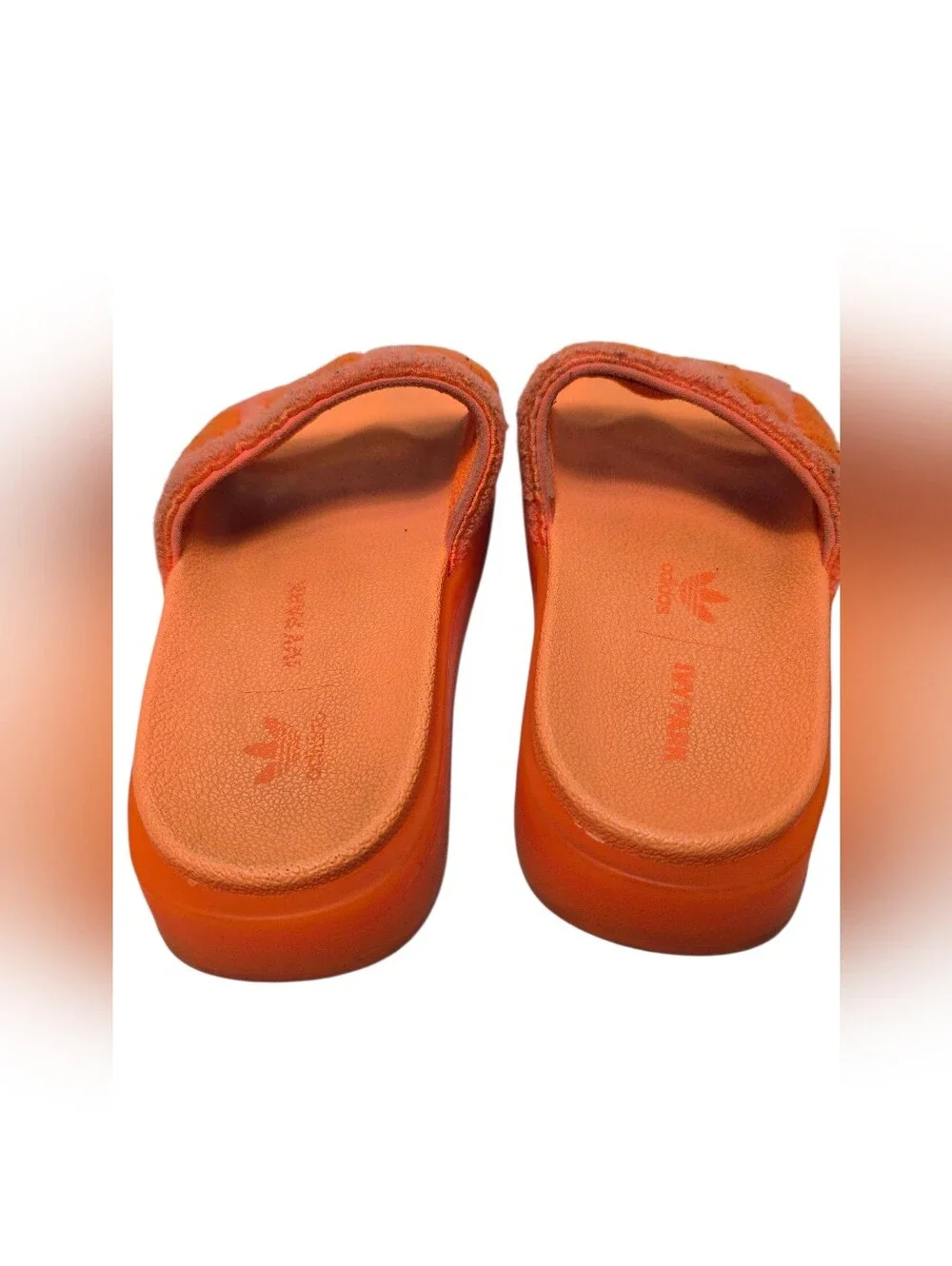 Adidas Ivy Park Orange Towel Terry Cloth Slides Platform Sandals Size 6
